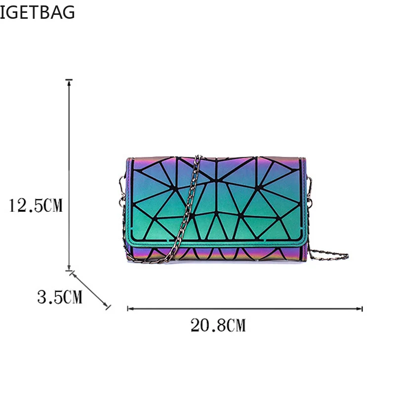 Luminosa Geométrica Evening Clutch Bags para Mulheres, Bolsa de Luxo, Crossbody, Ombro, Corrente, Marca, 2024