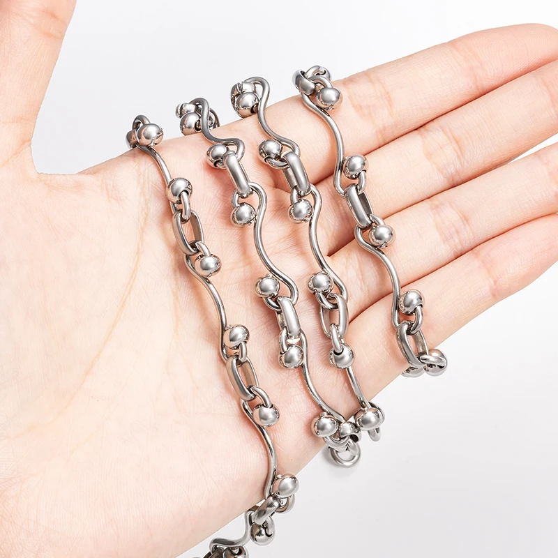1meter Stainless Steel Double Bead Ruyi Chain For Jewelry Making Supplies DIY Fashion Necklace Bracelet Connect  Accessories