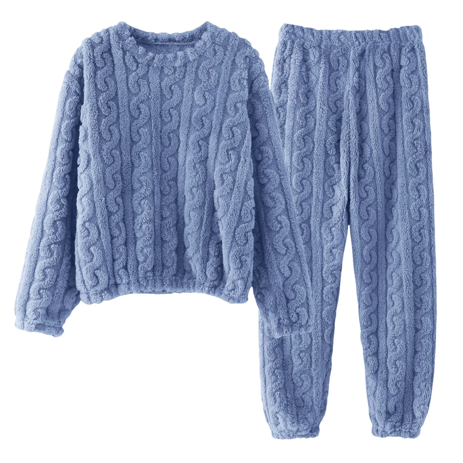 Warme Pyjamas für Damen, flauschige Pyjama-Sets, gemütliche Fleece-Pullover-Hosen-Sets, Loungewear, 2-teilige Sommer-Damen-Pyjamas