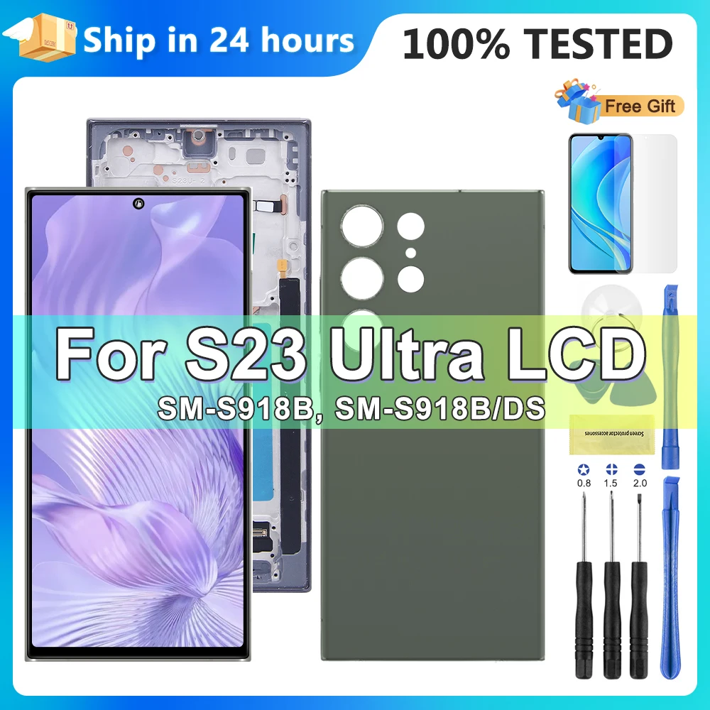 

TFT For Samsung Galaxy S23 Ultra 5G S918B S918B/DS LCD Touch Screen Display Digitizer Assembly Replacement Parts With Frame