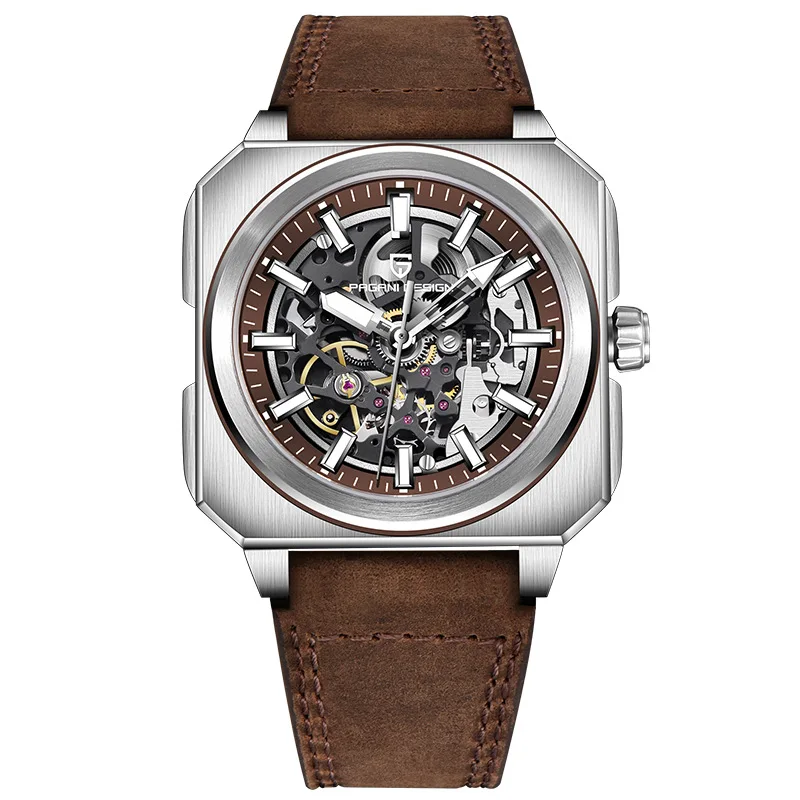 PAGANI DESIGN 1791 nouveau rétro 38mm carré cadran lumineux 50m étanche conception creuse hommes mécanique automatique montre de luxe cadeau