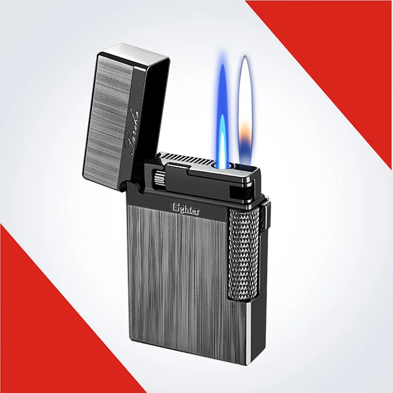 2026 Metal Loud Double Fires Direct Fire + Open Flame Lighter Electroplating Inflatable Cigarette Lighters & Smoking Accessories