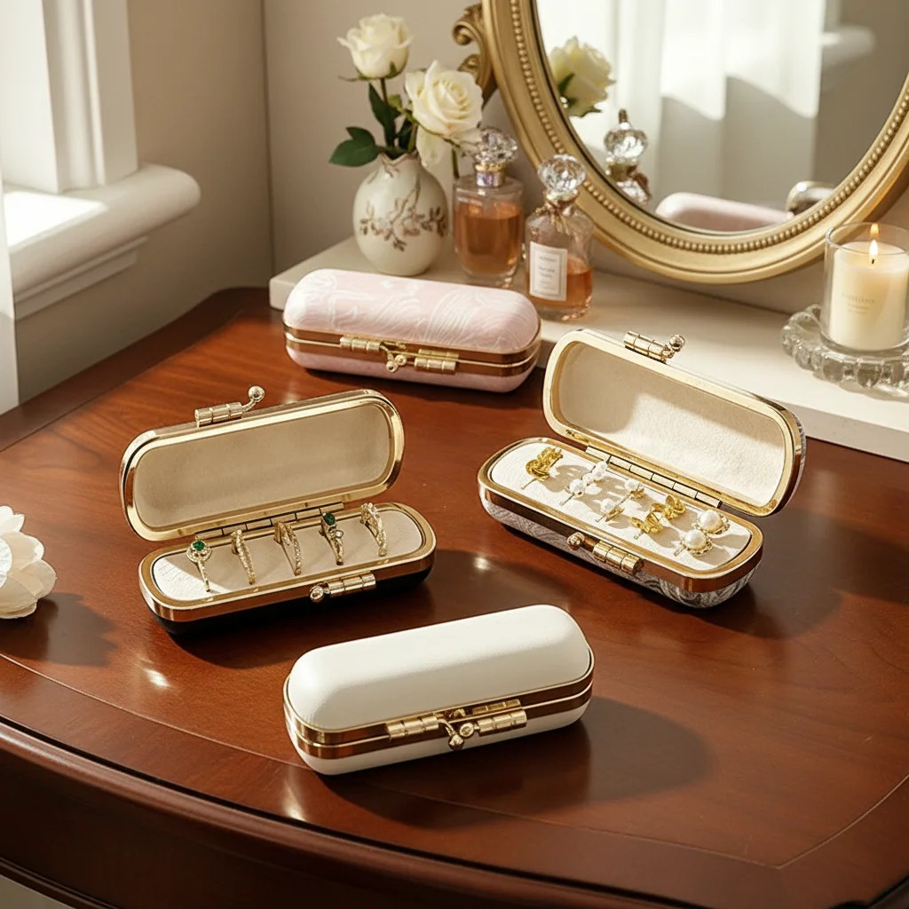 Mini Ring Box Portable Jewelry Box Small Light Luxury Fashion Jewelry Storage Travel Carry-on Ring Storage Box Jewelry Organizer