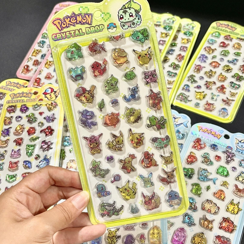 Pokémon Crystal Drop 3D Glitter Stickers - Cute Anime Epoxy Decals for Laptop Water Bottle Phone Case Journal Decor - view 5