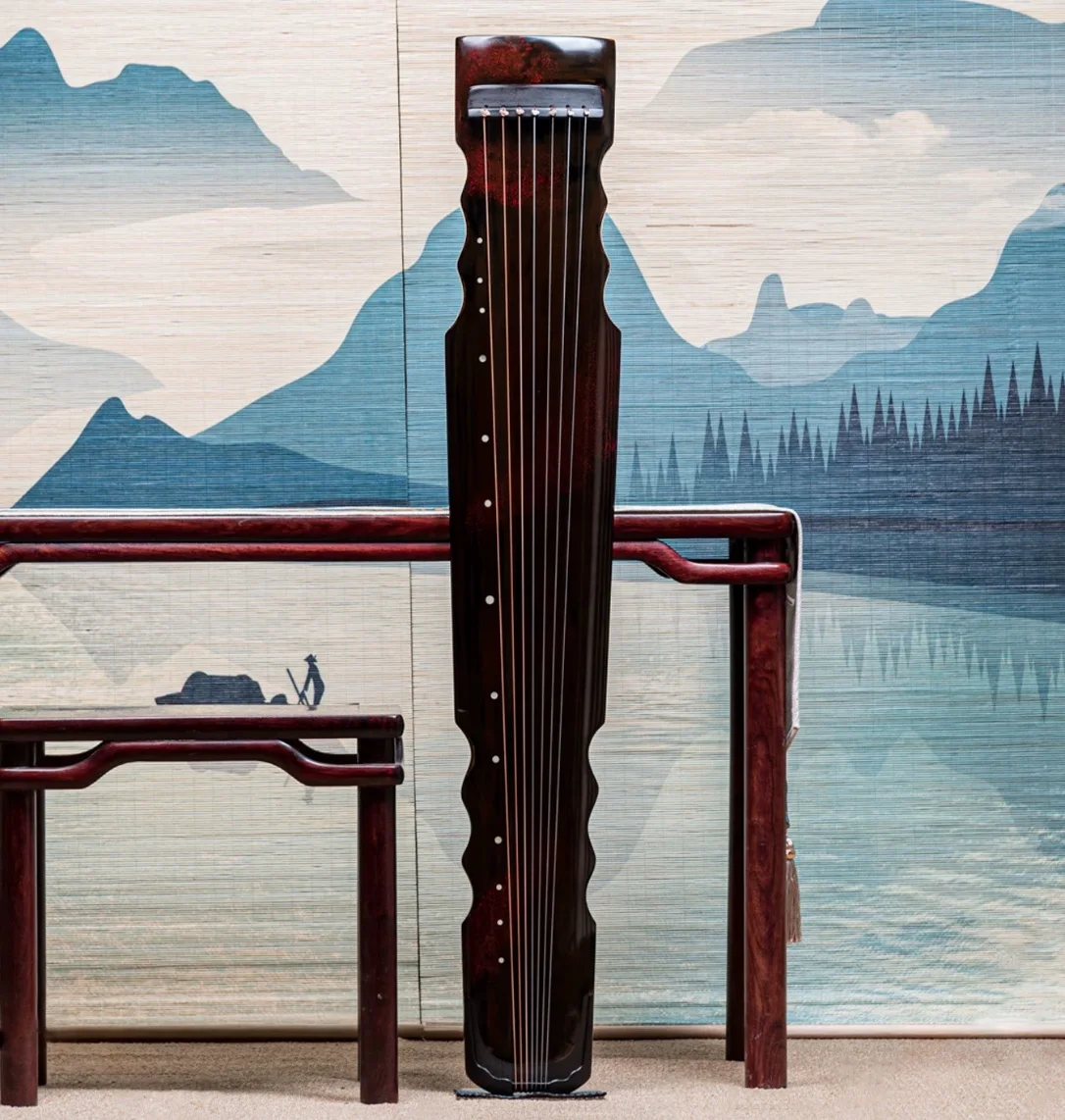 Lianzhu Style Guqin Pure Raw Lacquer Old Chinese Fir Wood Traditional Chinese String Instrument