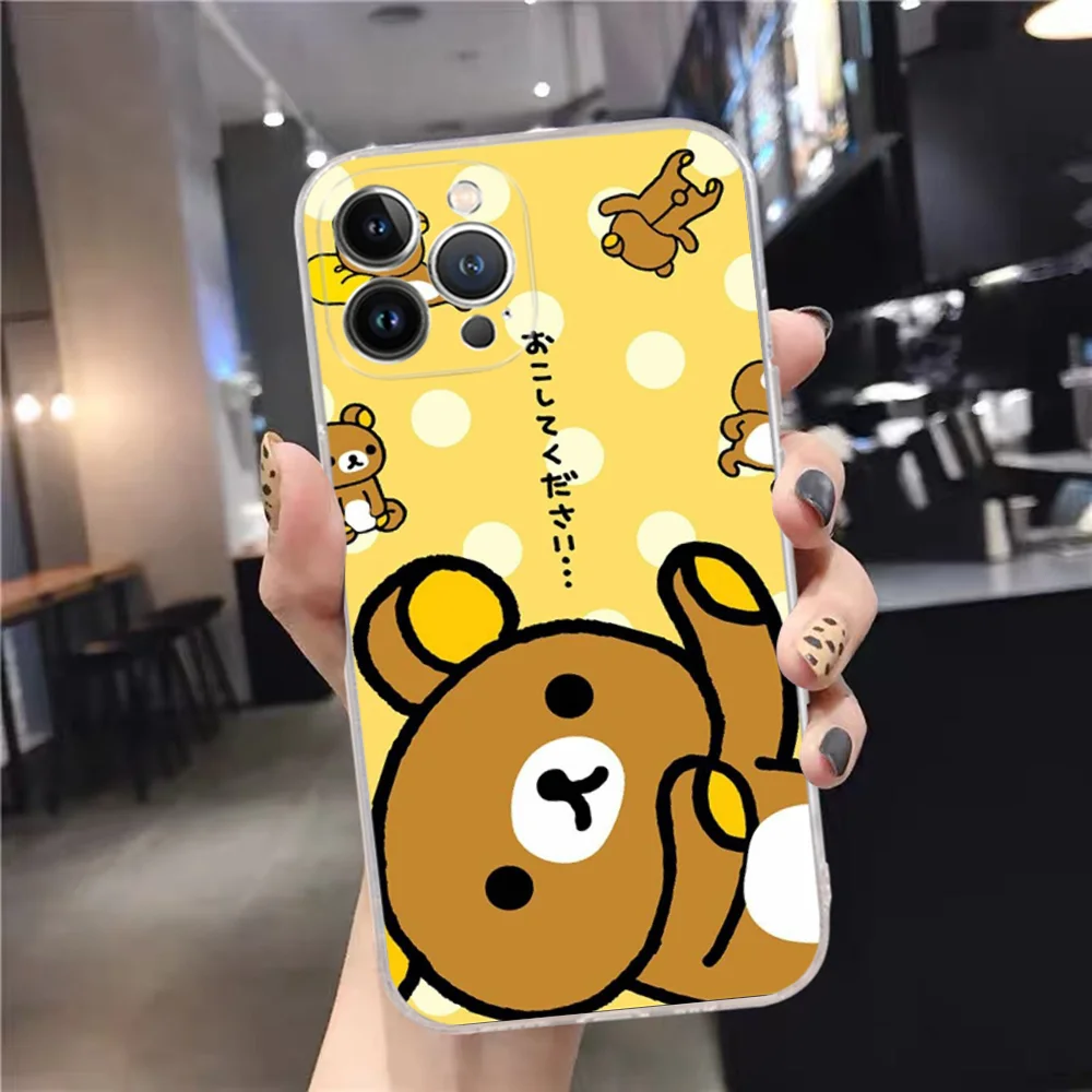 Cute R-Rilakkuma Phone Case Silicone Soft For Iphone 16 15 14 13 12 11 Pro Mini XS MAX Plus X Cover