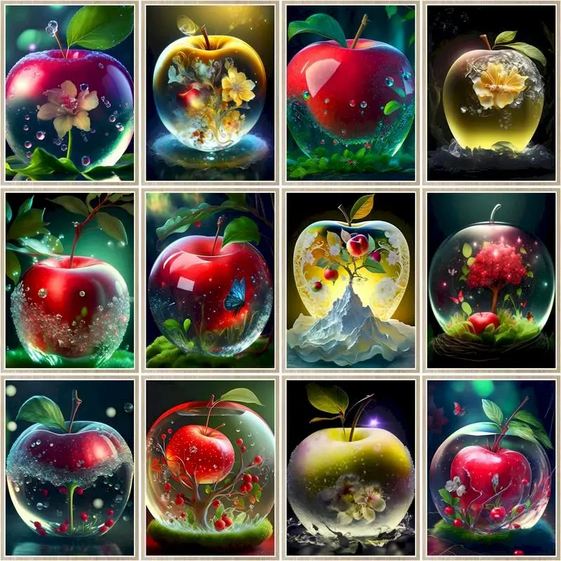 

CHENISTORY Diamond Painting Abstract Flower Apple Landscape Diamond Embroidery Sale Mosaic Modern Decorations For Home