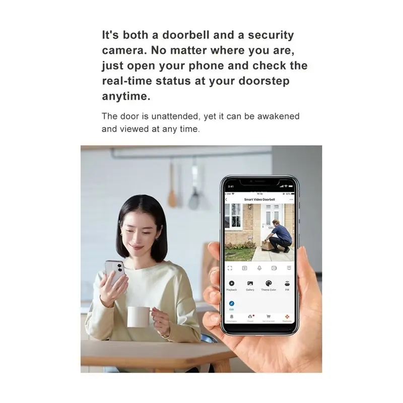 Y42A-Tuya Wifi Video Doorbell 1080P HD Wireless Smart Home Security Camera Two Way Audio Motion Detection Night Vision