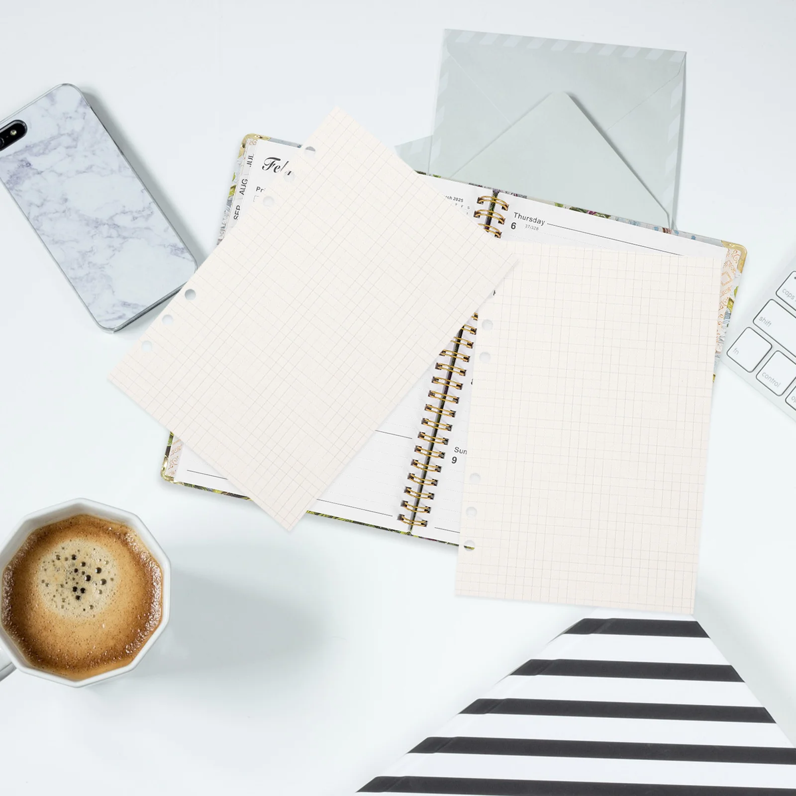 ورق إعادة تعبئة شبكة A5 فضفاضة 45 ورقة إدراج المفكرة سلسة للمس تصميم متعدد الاستخدامات للطلاب الفنانين عمال المكاتب #3