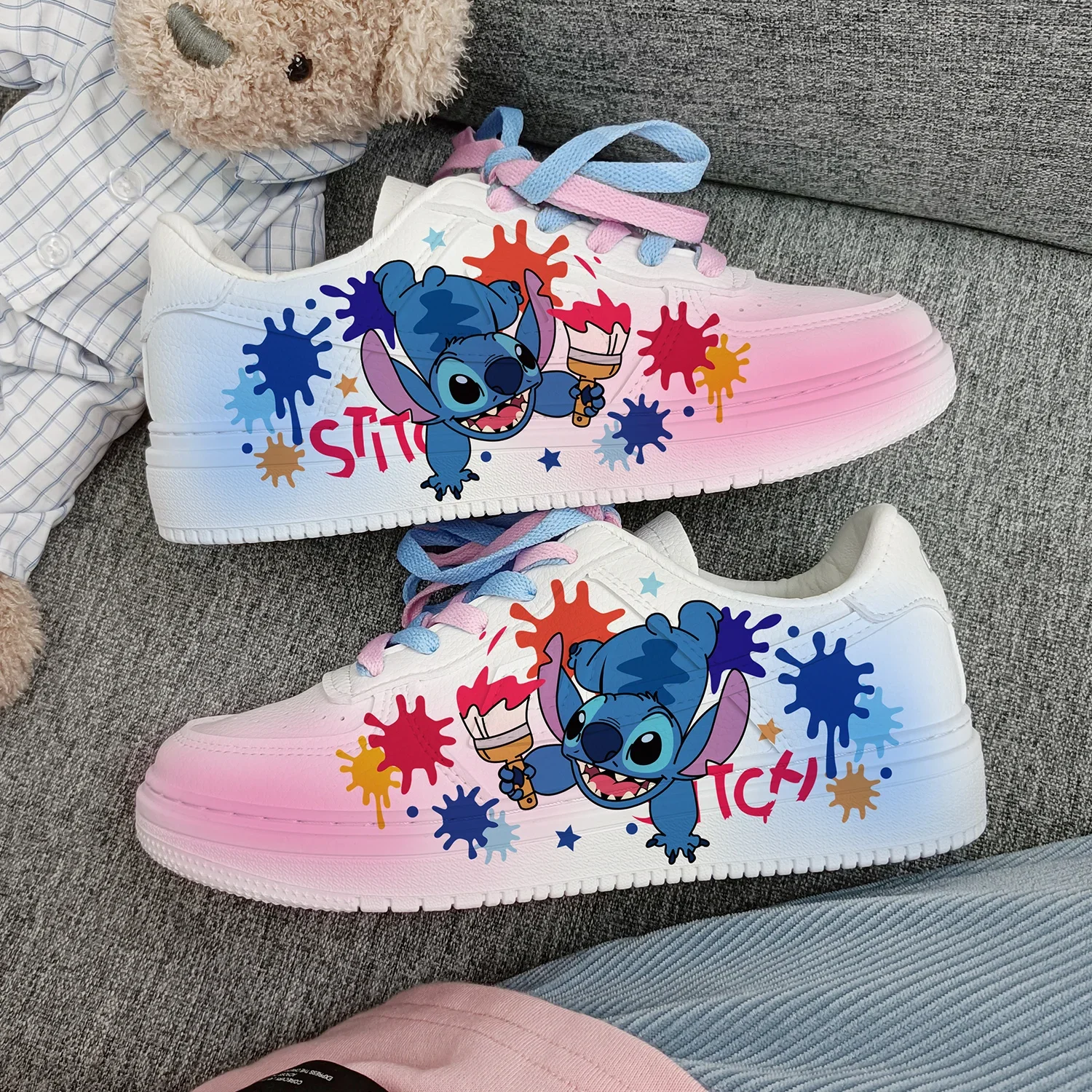 New Disney cartoon girls Stitch princess cute Casual shoes non-slip soft bottom sports shoes for girl gift