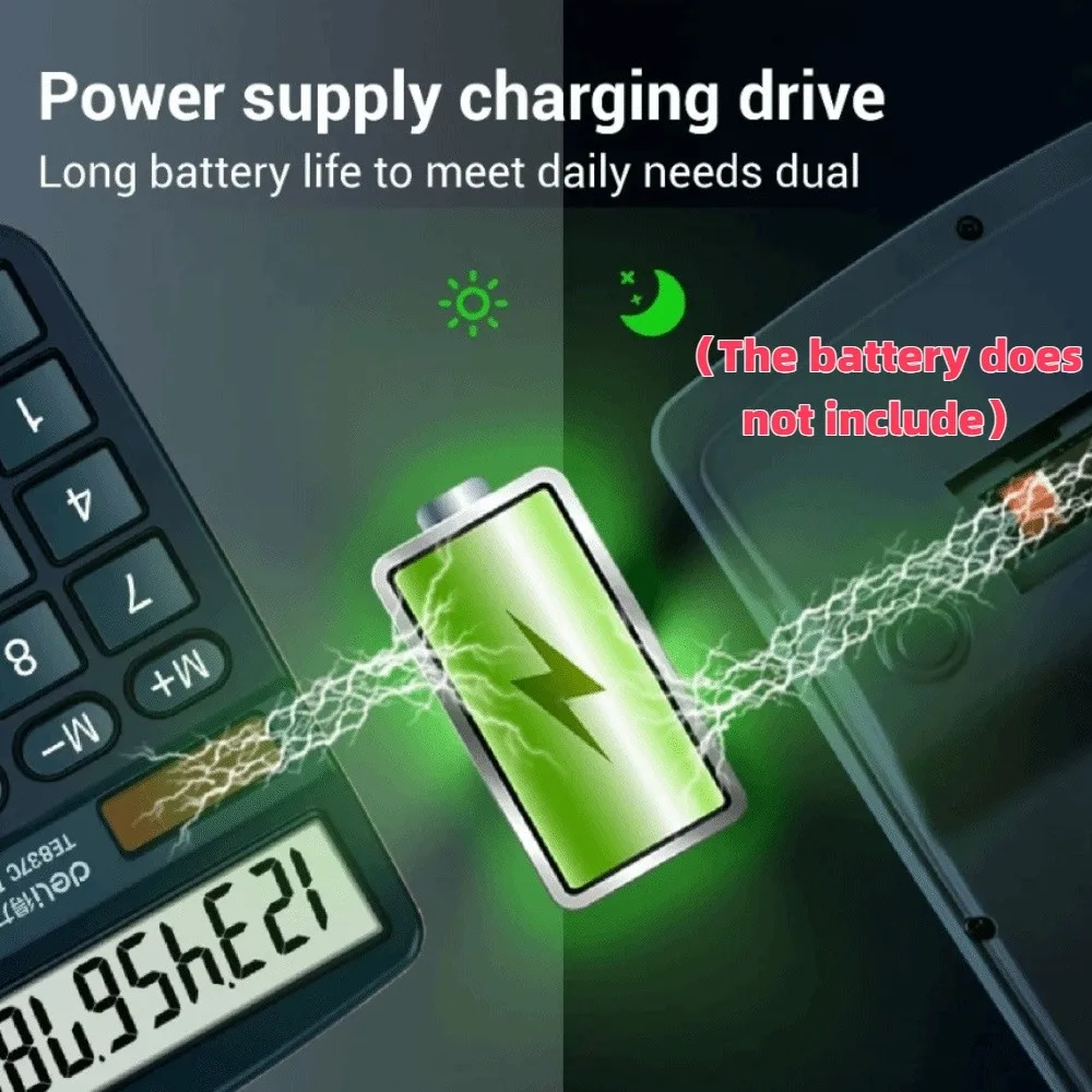 

12 Digits Electronic Calculator Dual Power Supply Accounting Tools Scientific Calculator Candy Color Lightweight