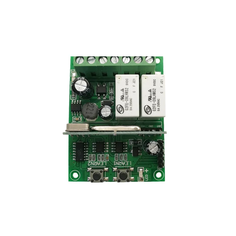 رمز التعلم الفردي DC9V 12V 24V 10A 2CH جهاز التحكم عن بعد اللاسلكي نظام استقبال و 2 مفاتيح التحكم عن بعد