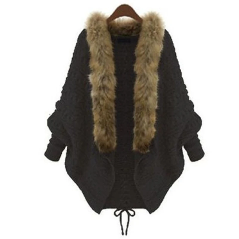 

Американская винтажная повседневная свободная верхняя одежда из искусственного меха с рукавами «летучая мышь» в полоску, однотонный, на шнурке, ленивый стиль, с открытой строчкой, осень 2023 г.