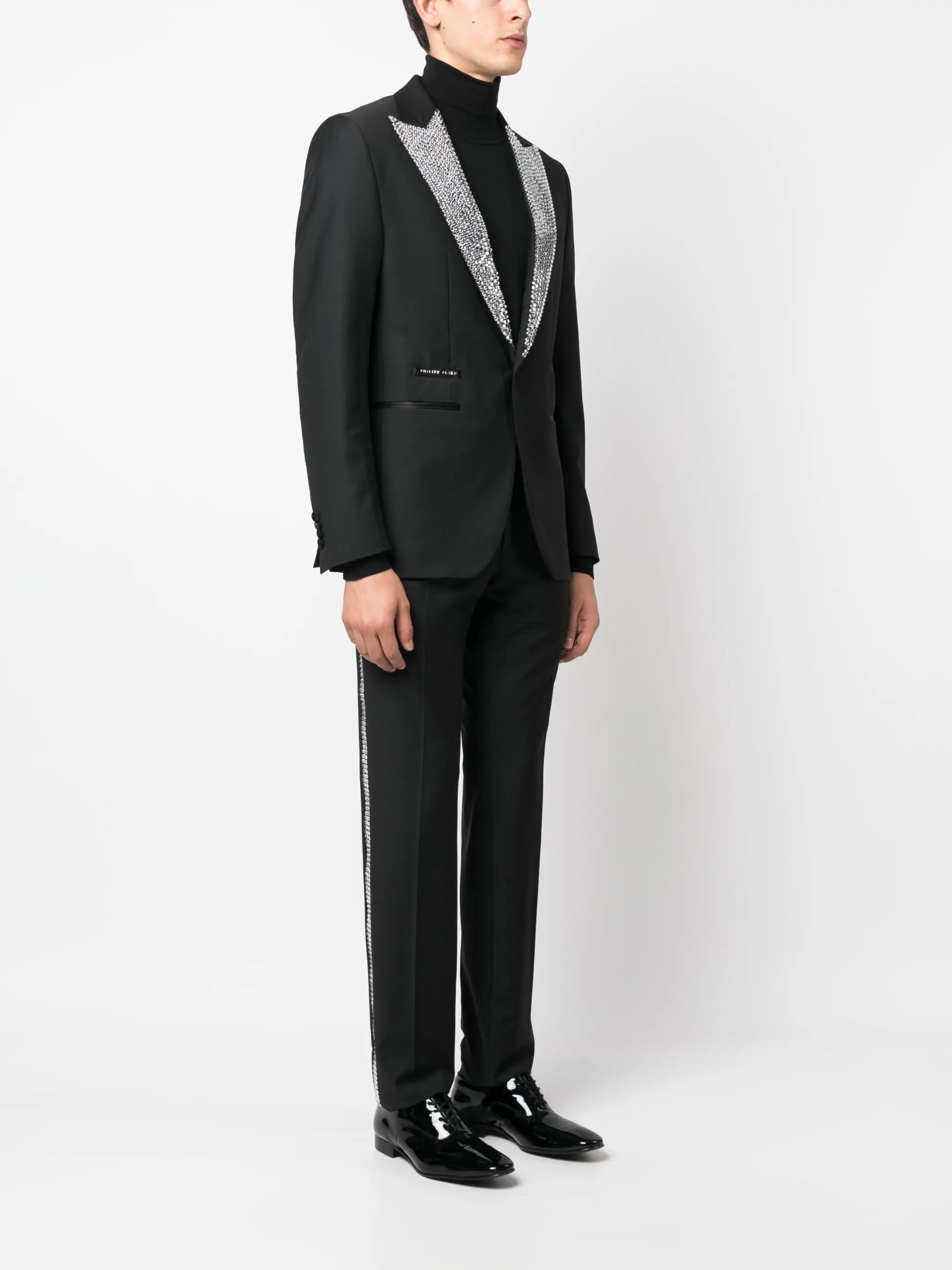 Luxury Crystals Men Suits Set 2 Pcs Black Blazer+Pant Trousers Wedding Tuxedos Formal Office Groom Prom Male Jacket Coat