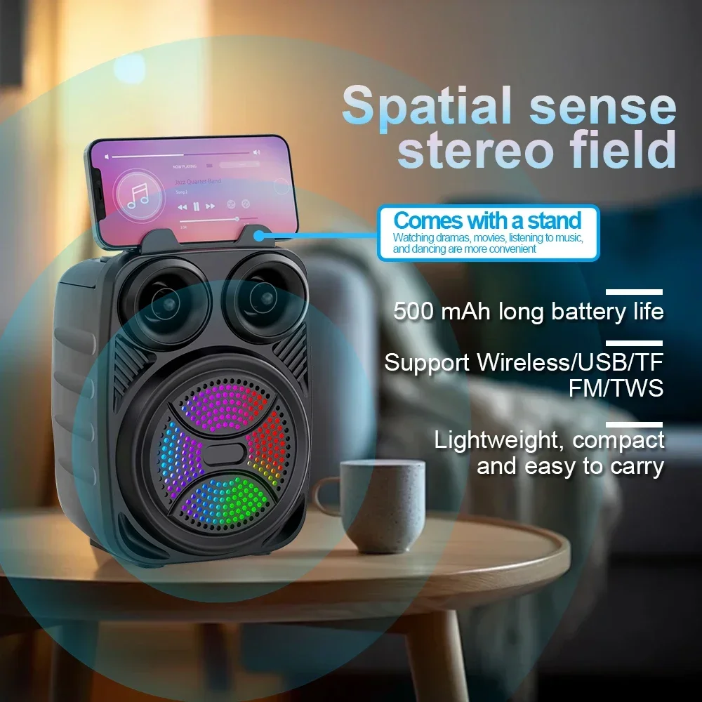 500mAh سمّاعات بلوتوث صندوق الصوت عالية الطاقة مكبرات صوت بخاصية البلوتوث TF/FM/USB/TWS/BT يده مكبرات الصوت للرقص