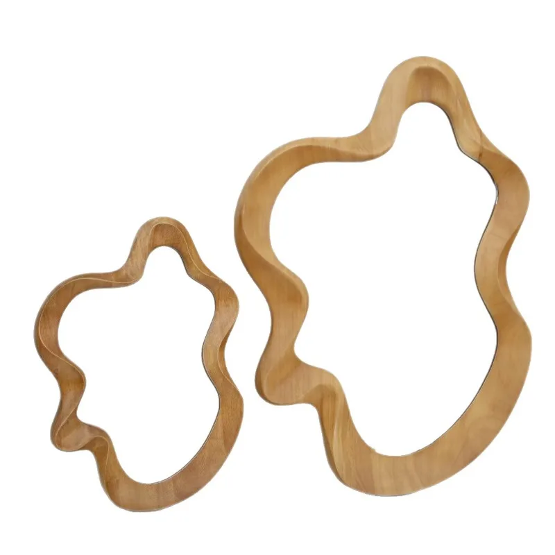 

French special-shaped solid wood tempered mirror bedroom wall-mounted high-end full-length mirror