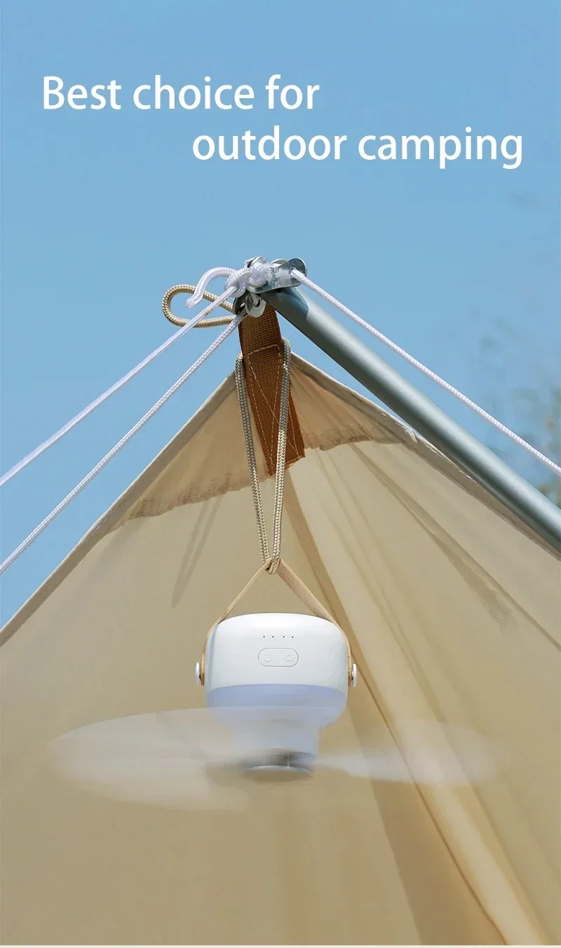 Tragbarer Kabelloser Mini-Deckenventilator mit Licht USB Fernbedienung Stehlampe Nachtlicht für Zuhause Outdoor Camping - Neujahrsgeschenkidee – Detail 4