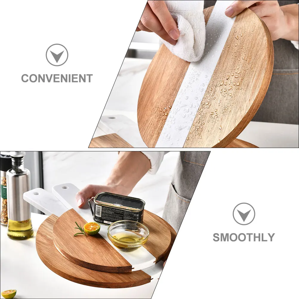 

Nordic Style Marble Spliced Wooden Cutting Board Reusable Kitchen Tool Anti-Crack Handle Design Home Fruits
