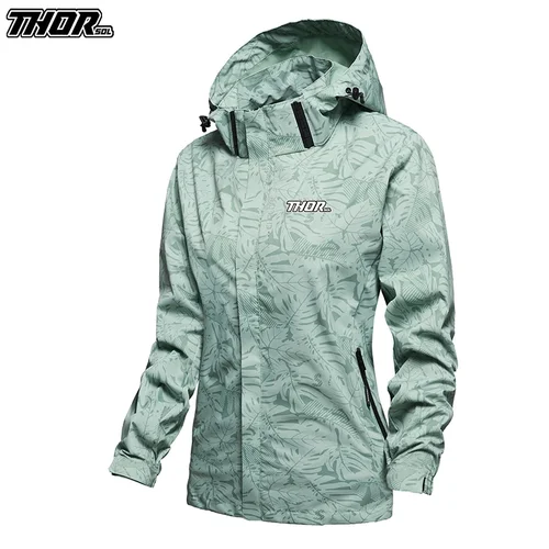 Imagen 1 del producto THORSOL Ropa Mtb Enduro mujeres senderismo deporte Abrigo con capucha señoras impermeable Ciclismo chaqueta bicicleta de montaña rompevientos Ropa de bicicleta