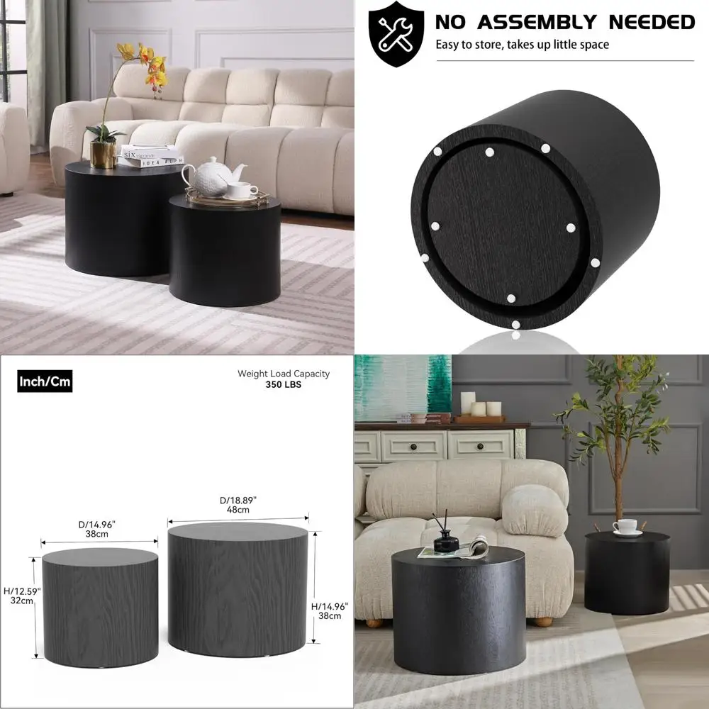 

Пара круглых деревянных журнальных столиков: вложенные и небольшие круглые приставные столики для гостиной и офиса