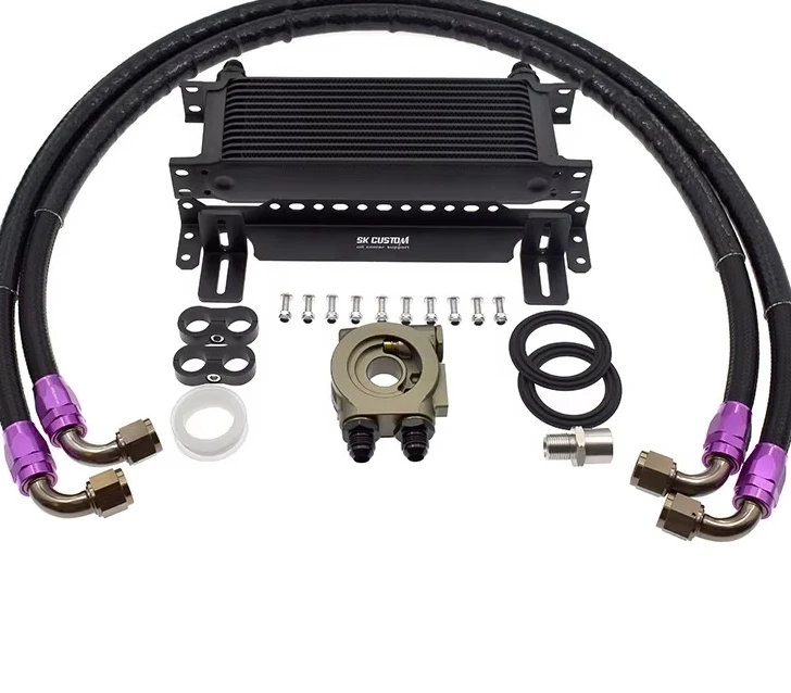 High quality Car Modification EA113 Oil Cooler Kit With 90 Degree Thermostatic Sandwich Plate Hose Kit for VW Audi 1.8T 2.0T