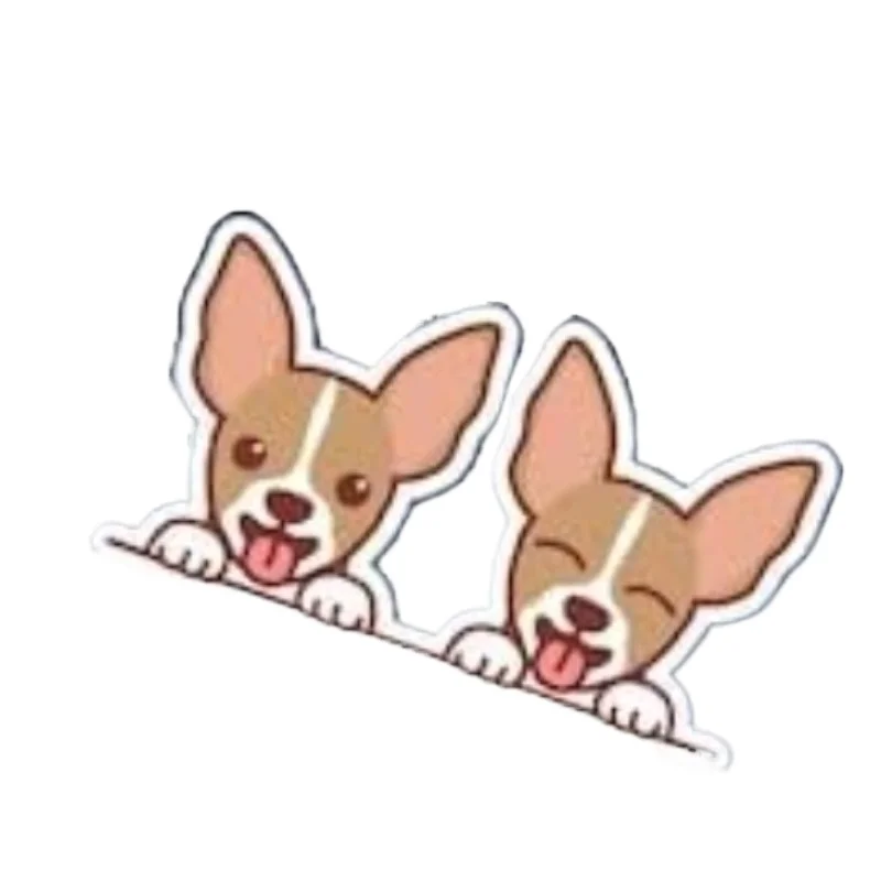 

Two Chihuahua Car Decal Sticker, Peeking Chihuahua Dog Paws Up Vinyl Bumper Window, Smiling Puppies Waterproof 15CM PVC KK