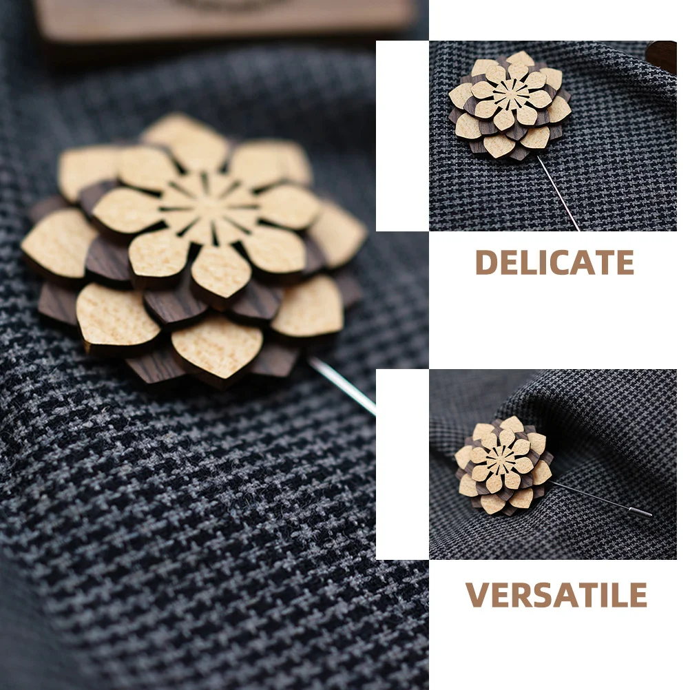 Épingle à revers en bois pour hommes, décoration de costume, Design créatif, boutonnière facile à assortir pour fête de mariage, événements spéciaux