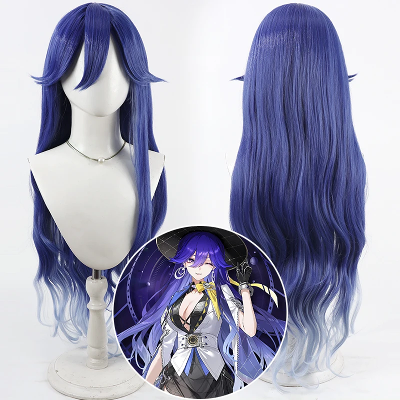Wuthering Waves Lucilla Cosplay Wig 90cm Long Wavy Blue Gradient Heat Resistant Synthetic Hair Halloween
