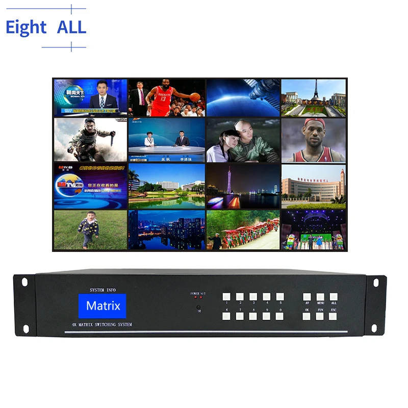 Hdmi matrix 4x4 8x8 8x16 8x24 16x16 16x32 video switching 4k ondersteuning afstandsbediening 3d edid blu-ray dvd voor lcd led video wall