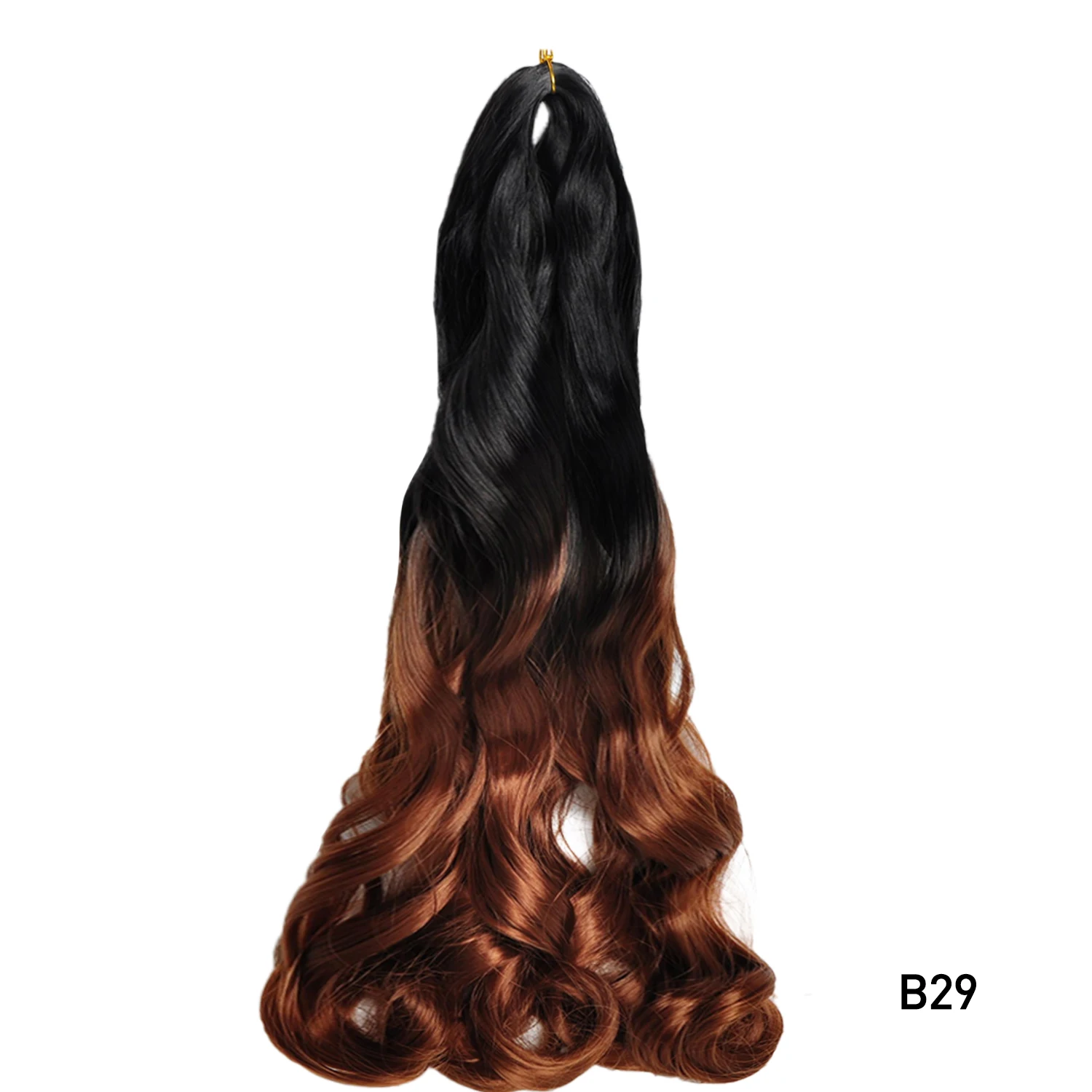 Extensiones de cabello trenzado de onda suelta para mujer, rizos en espiral sintéticos, cabello de ganchillo, rizos franceses preestirados, trenzas ombré