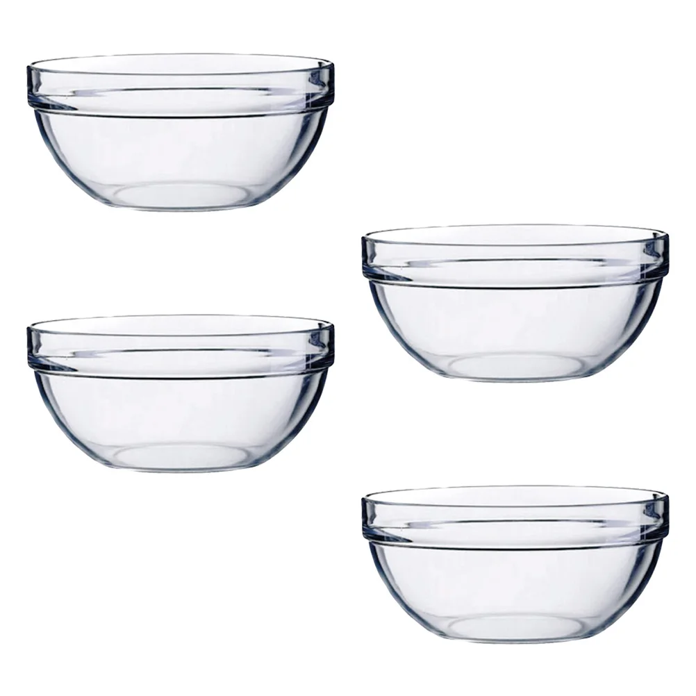 

4pcs Salad Bowl Acrylic Thickened Transparent Round Serving Bowl For Fruit Snack Vegetable Chips Wedding Party 14X6Cm