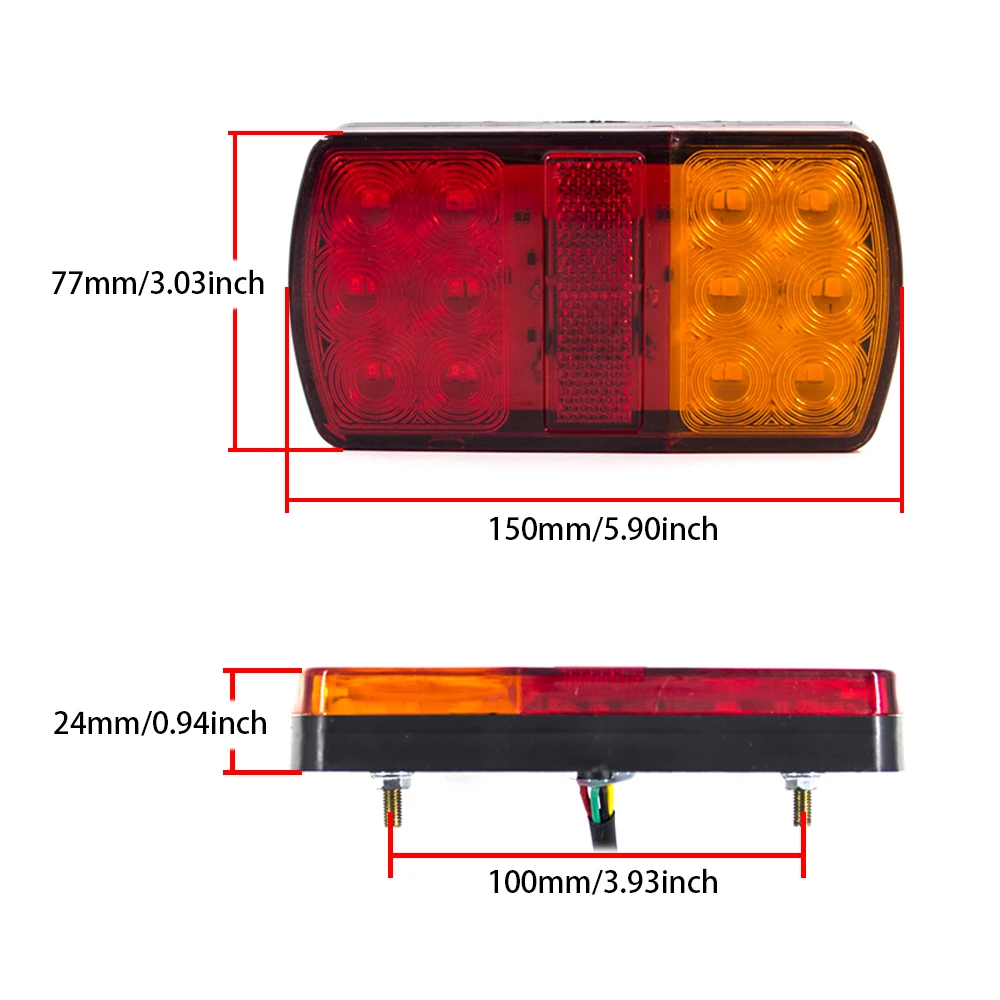 2pcs 12V 24V  Waterproof Truck Car Trailer Rear Tail Light Brake Stop Turn Signal Indicator Lamp For Lorry Caravan Van Bus Boat