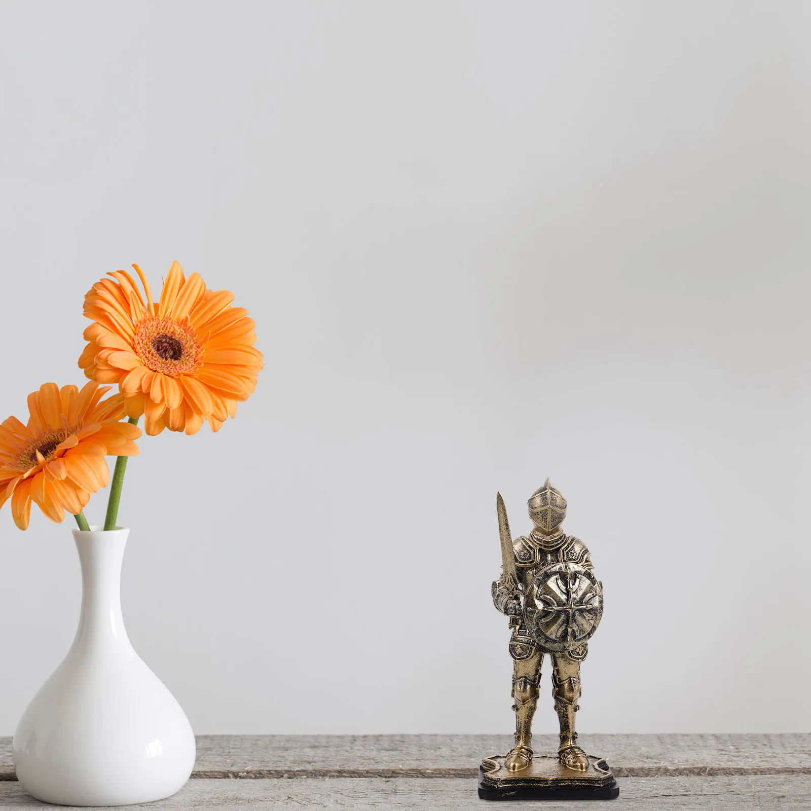 Retro Knight Resin Vintage Knights Sculpture For Home Office Decor Medieval Statue Standing Figure Mini Playset Kids