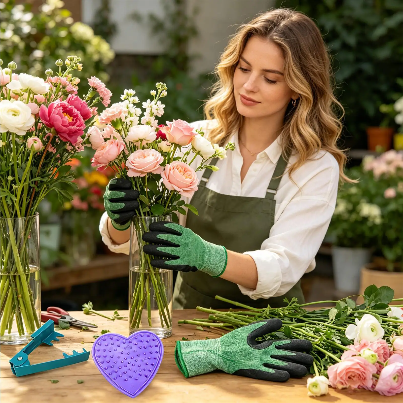 floral thorn stripping set durable thorn remover pliers matched gardening gloves with compact storage bag fit flower arranging