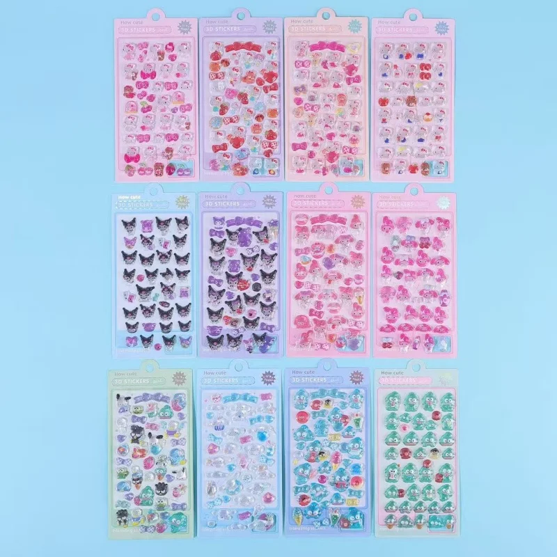 

2/10pcs Cartoon 3D Relief Stickers Kuromi Pochacco Phone Case Laptop DIY Craft Decoration Sticker Student Wholesale Gift