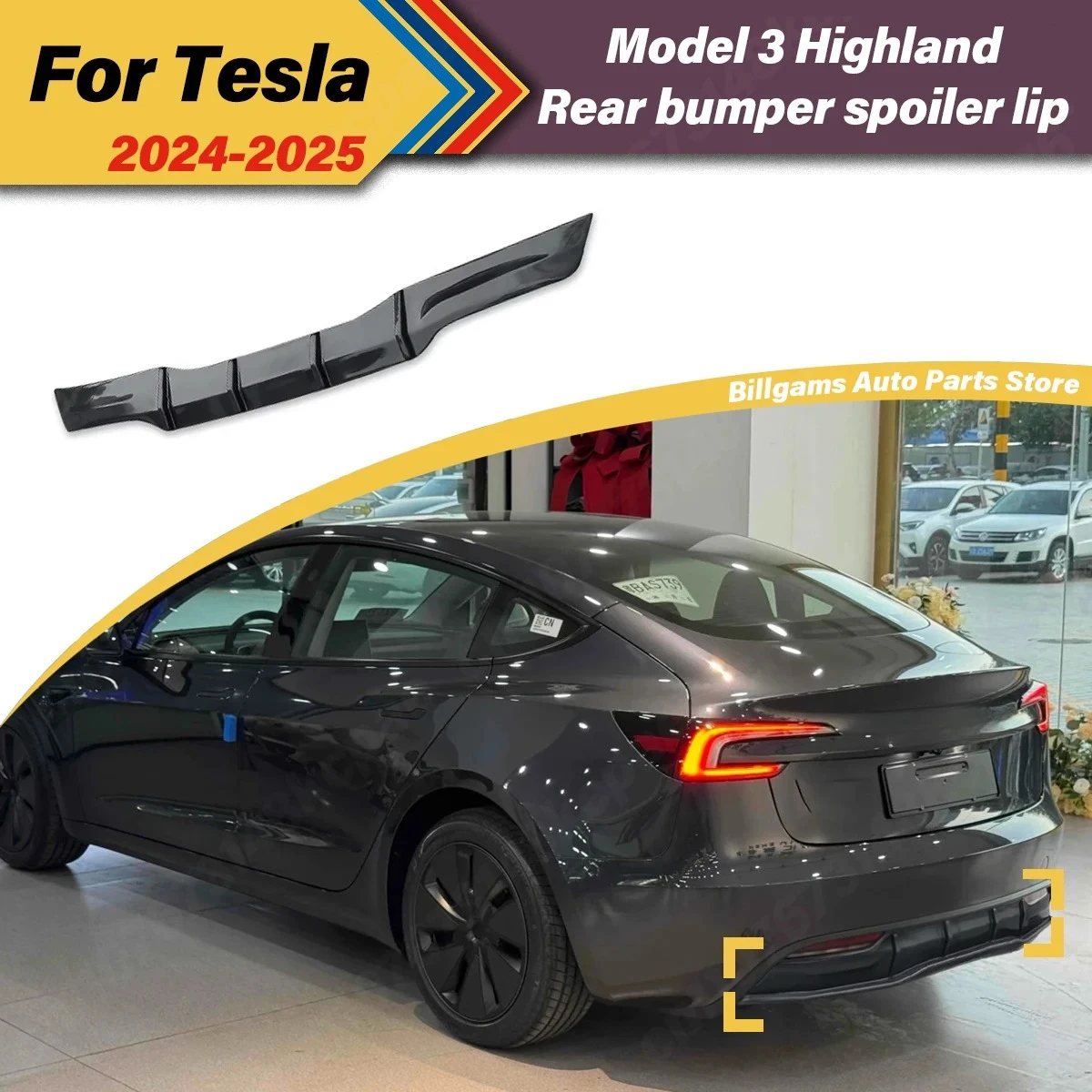

Для Tesla Model 3 Highland 2024 2025 автомобильный задний бампер, спойлер, хвост, шунт, модификация губ, комплект декоративных аксессуаров