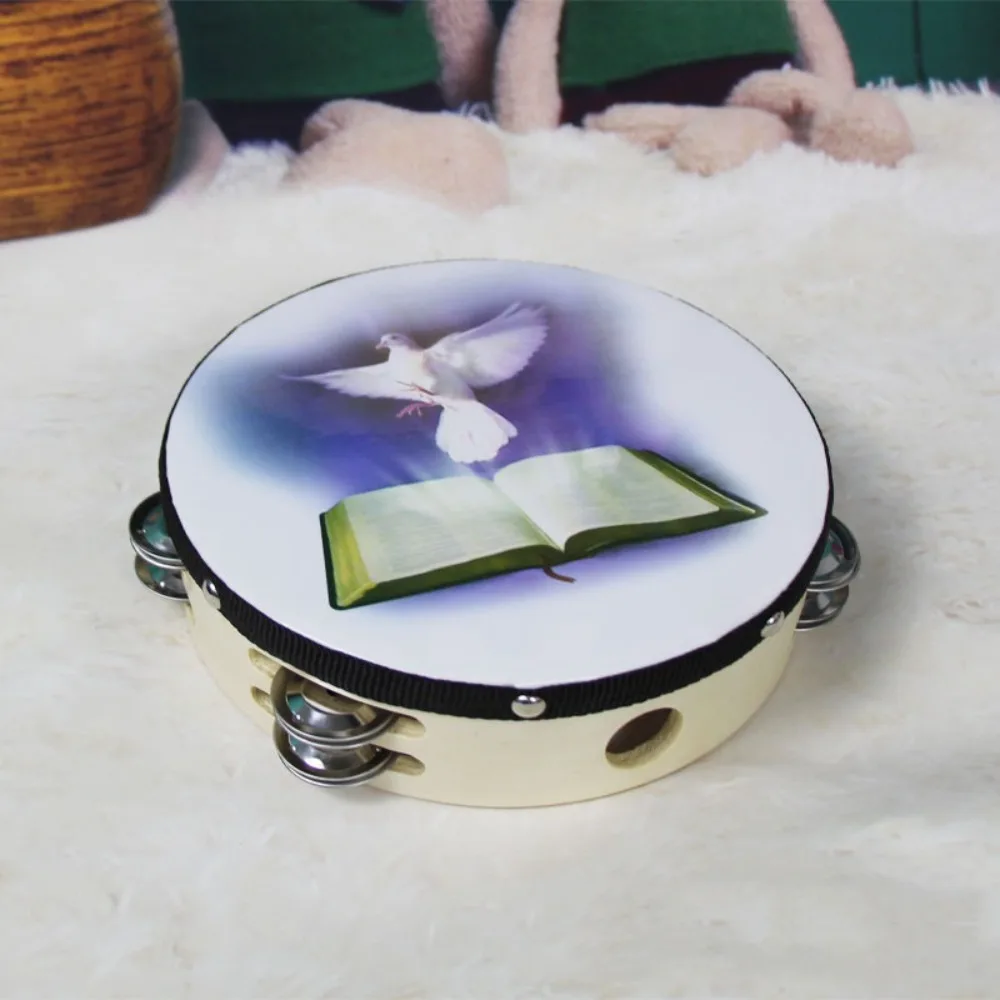 

Kids Toy Double Row Hand Held Drum Rainbow Wood Performance Tambourine Educational Reflective Children's Drum Percussion