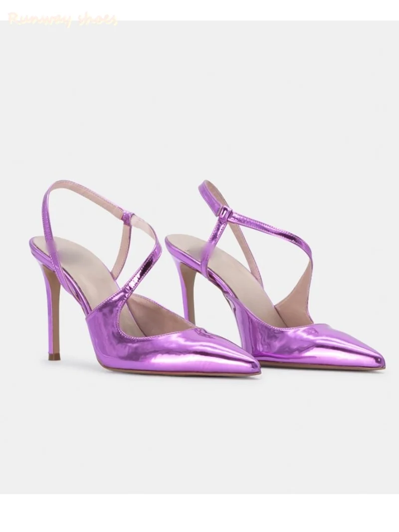 

Изысканные женские туфли-лодочки Asakuchi с острым носком, на шпильке, с декоративной отделкой, фиолетовые, ручной работы, класса люкс, для банкетов