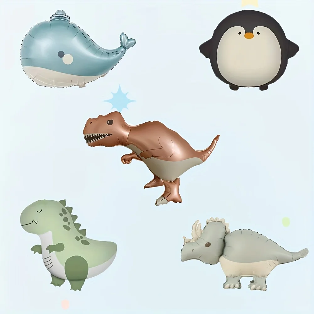 5 stücke Nette Matte Frosted Pinguin Wal Dinosaurier Ballon Set Entzückende Cartoon Tier Ballon Geburtstag Dusche Party Dekorationen