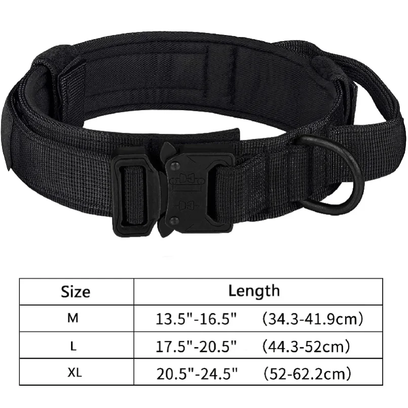 Tactical Dog Collar Adjustable Military Nylon Dog Collar with Control Handle Heavy Duty Metal Buckle for Medium Large Dogs view 5