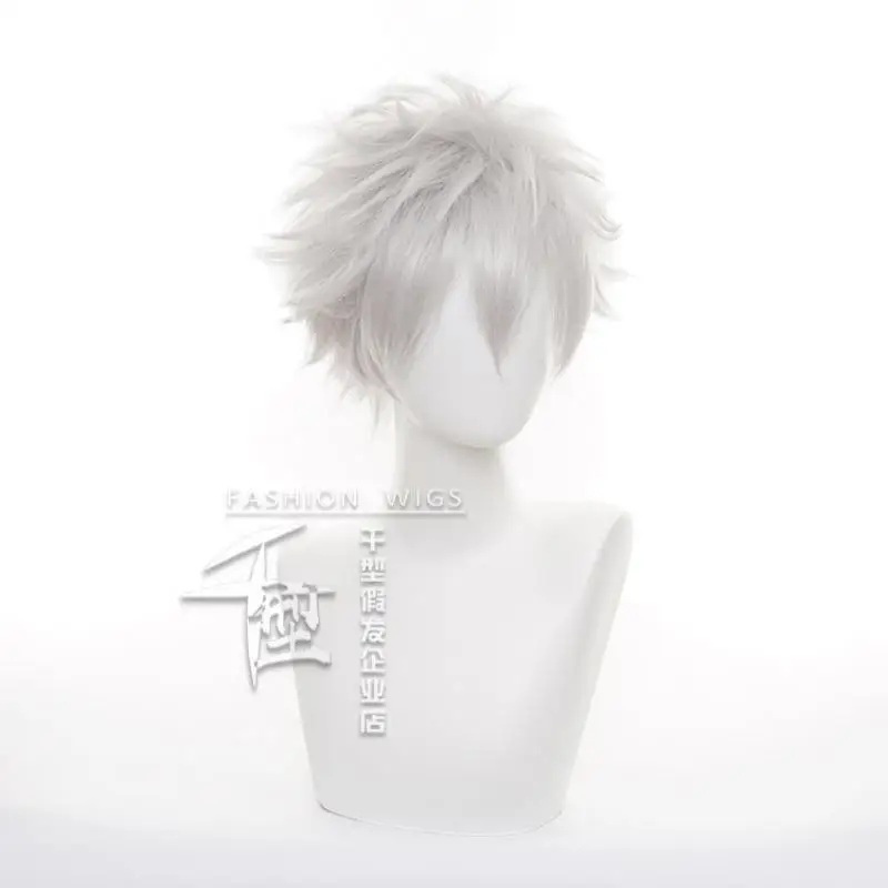 Anime Gintama Sakata Gintoki parrucca Cosplay argento grigio capelli corti resistente al calore sintetico accessori per feste di Halloween puntelli