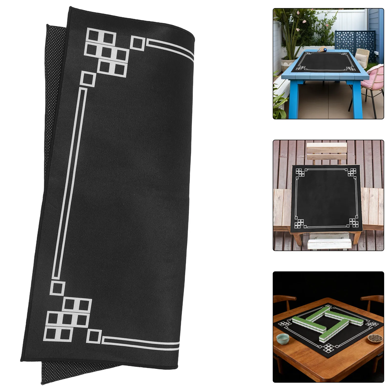 

Square Mahjong Mat 4 Pieces Set Stain Resistant Easy Clean Surface Ideal for Family Game Night Entertainment Board