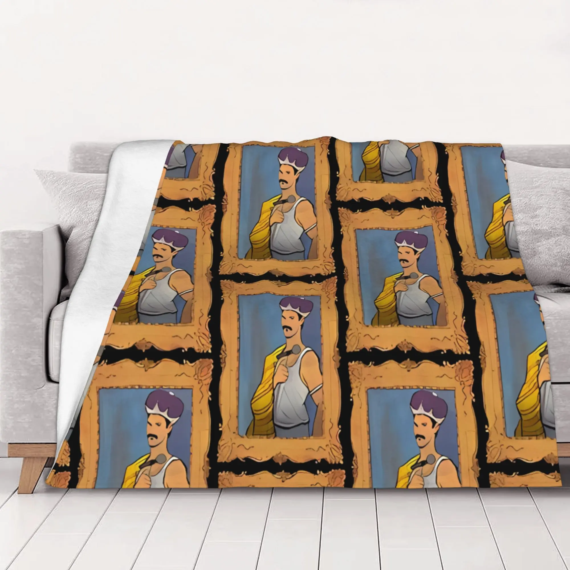 1PC home Cutecore Cartoon Illustration fFreddie Mercury Blanket Super Cosy Plush Home Living Room Sofa halloween