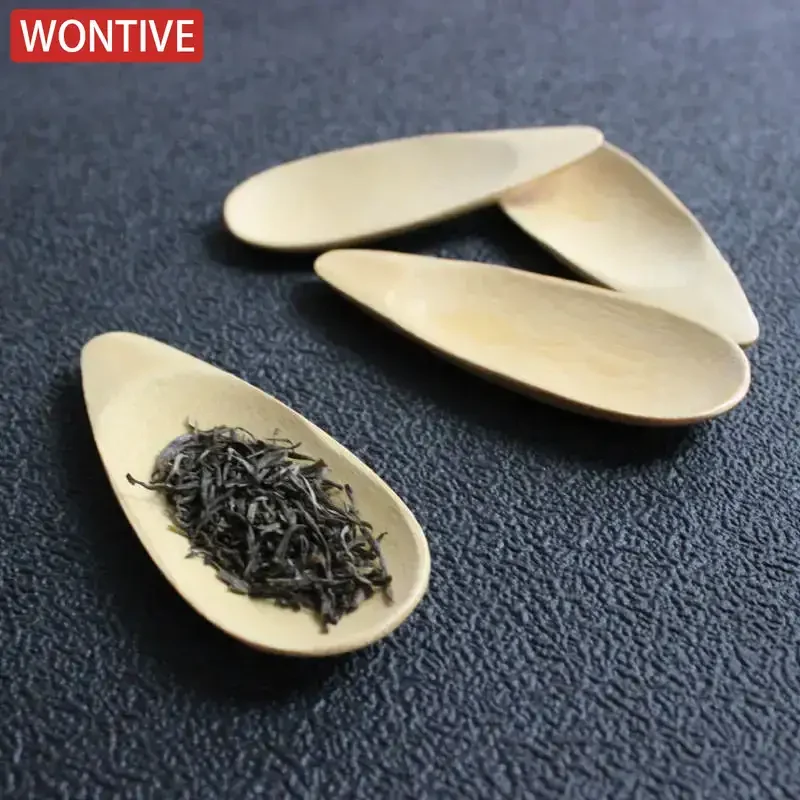 Cucharas de té de bambú de 1 a 3 piezas, cuchara de té Kung Fu, platillo, pala de té verde y negro, vajilla de té de la tarde para el hogar, regalo para amigos