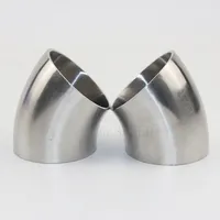 Sanitary Butt Weld Elbow  51 mm 57 mm 63 mm 76 mm OD 304 stainless steel welded 45 degree elbow polished