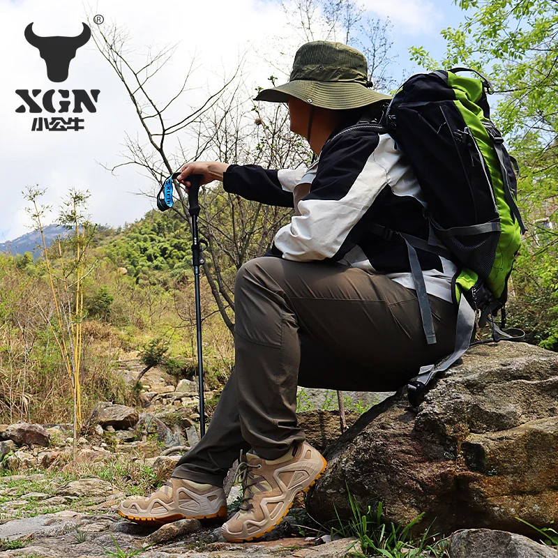 XGN EVENT Waterproof Hiking shoes Men mountian cowhide breathable Sneakers hunting Boots Tactical Desert Combat trekking Boot