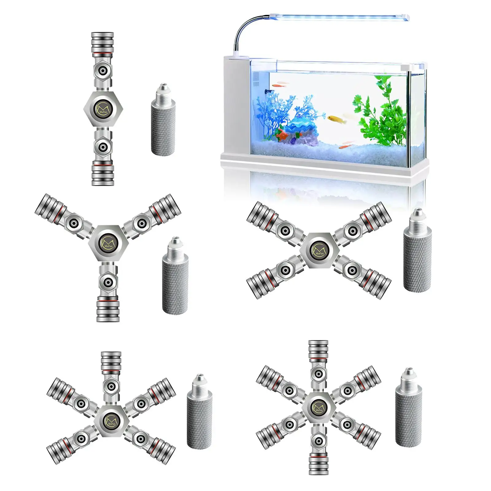 

Fish 2 Spliter Regulator Aquarium Plant Fine Adjusting for Solenoid Regulator 2/3/4/5/