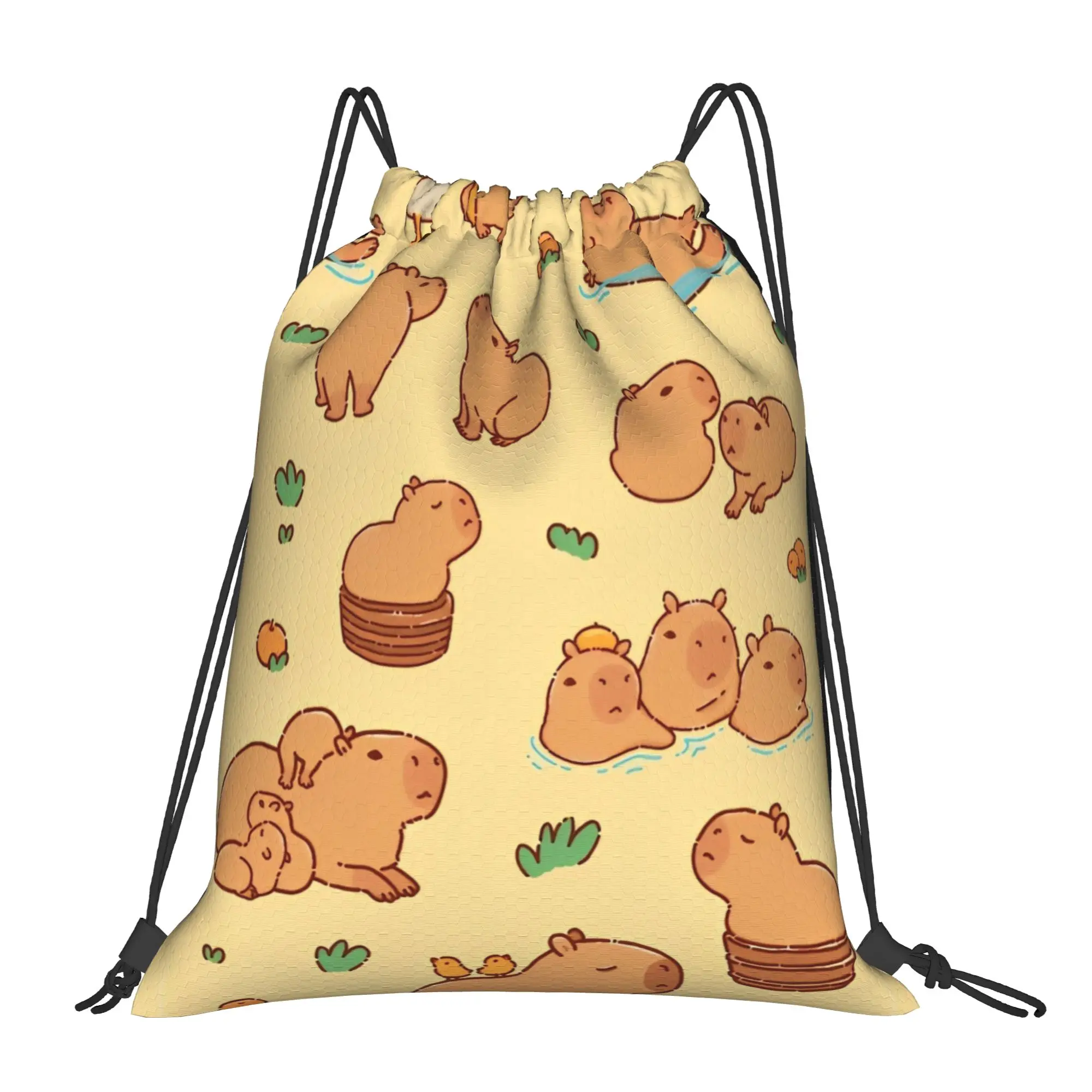 

Спортивная сумка-рюкзак с завязками в стиле аниме с изображением капибары, водонепроницаемая, для тренировок, 36 см (Ш) x 43 см (В)