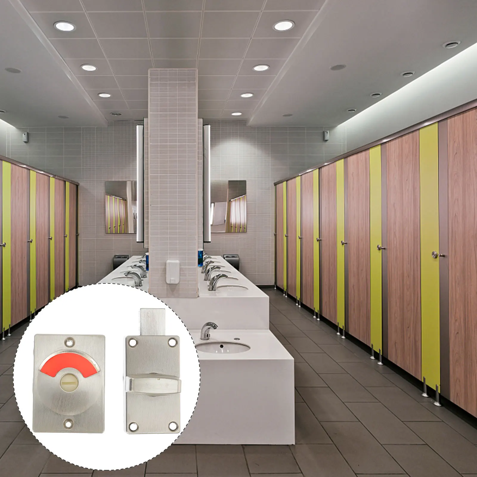 قفل مؤشر المرحاض العام من الفولاذ المقاوم للصدأ، مقبض قابل للدوران، مزلاج الخصوصية لمطعم المكتب والمدرسة #4