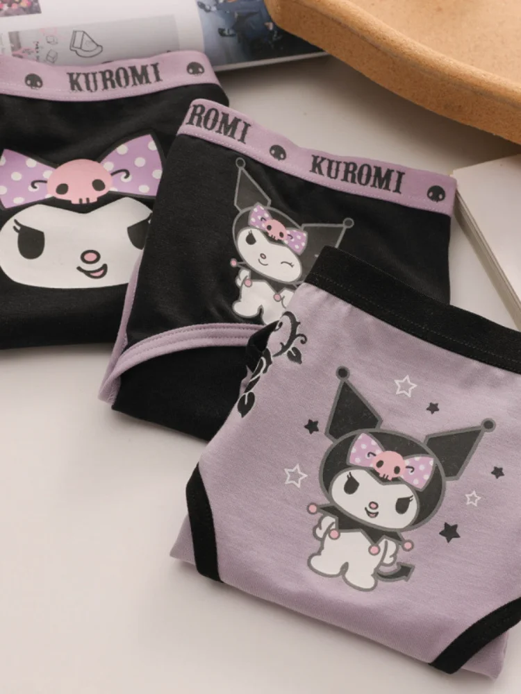 Sanrio Cartoon Kuromi Anime Peripheral Cute Pink Black Lace Sexy Underwear Girls Briefs Bow Tie Gift Kawaii New Wholesale